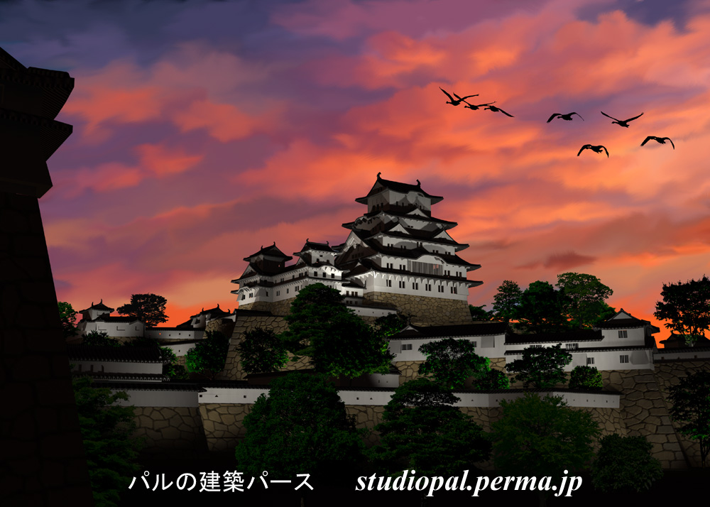 姫路城、夜景パース1